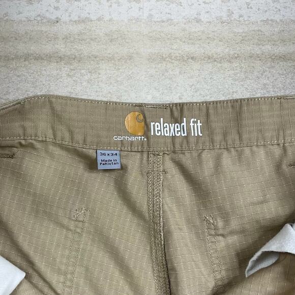 Vintage Carhartt Cargo Pants Tan Polyester Baggy Wide Leg Dungarees Painters 90s - Picture 3 of 8